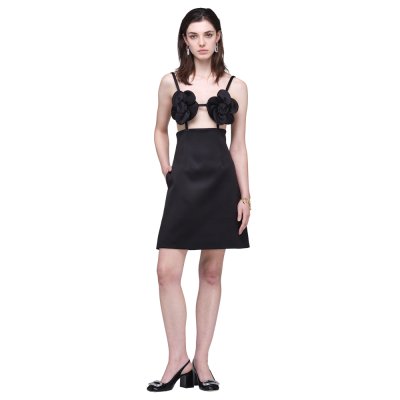 THE SATIN DAISY APPLIQUE DRESS